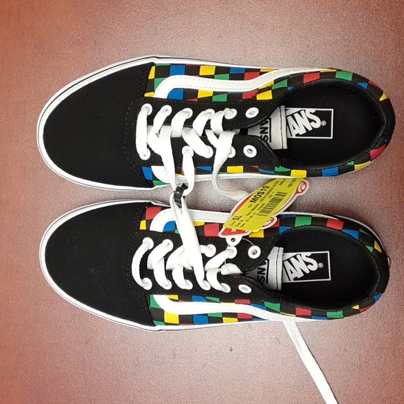 LAST CALL!!  Vans Ward Rainbow Checkered Youth Shoes Sz 3 - Picture 7 of 7